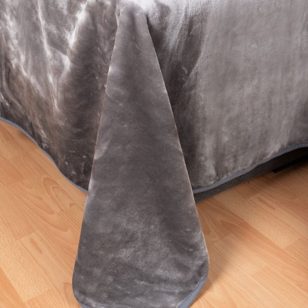 Βελουτέ κουβέρτες (220cm x 240cm) ανοιχτό γκρί SilkFashion