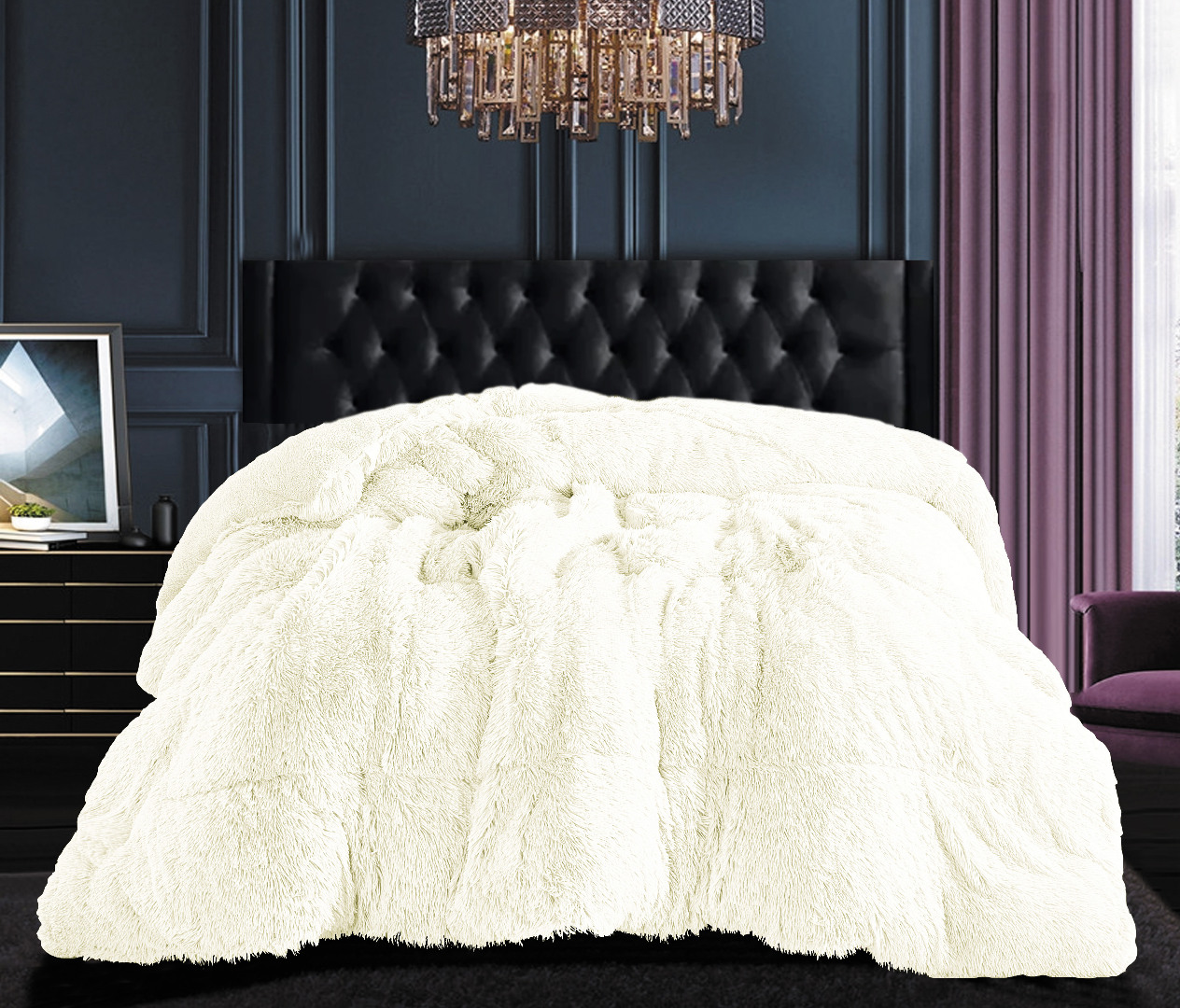 White1 Κουβερτοπάπλωμα μαλλιαρό (170cm x 220cm) λευκό SilkFashion - Image 1