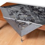 Σατέν τραπεζοκαρέ A11 (120cm x 120cm) γκρί SilkFashion