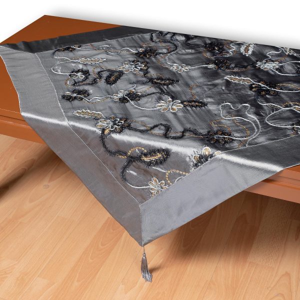 Σατέν τραπεζοκαρέ A11 (120cm x 120cm) γκρί SilkFashion