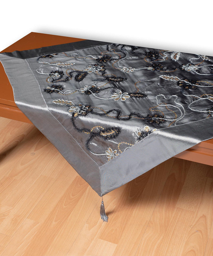 a11gkri Σατέν τραπεζοκαρέ A11 (120cm x 120cm) γκρί SilkFashion - Image 1