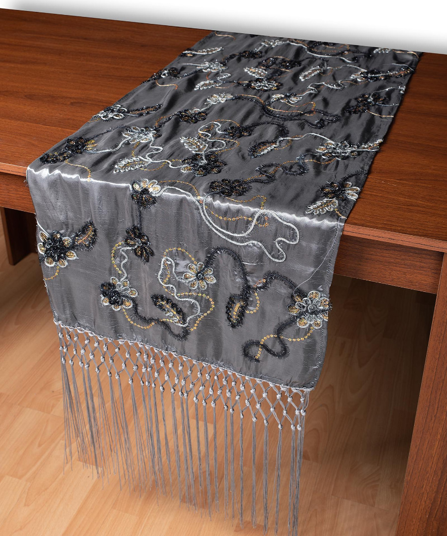 a11gkri2 Σατέν τραβέρσα A11 (50cm x 210cm) γκρί SilkFashion - Image 1