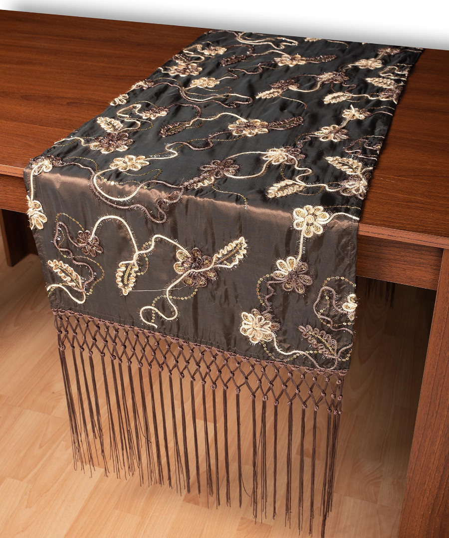 a11kafe2 Σατέν τραβέρσα A11 (50cm x 210cm) καφέ SilkFashion - Image 1