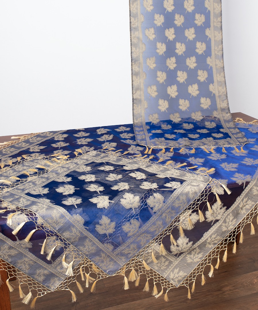 akb301ble Σετ 4 τεμαχίων (110cm x 110cm, 50cm x 140cm,2x50cm x 50cm) AKB-301 Μπλε SilkFashion - Image 1