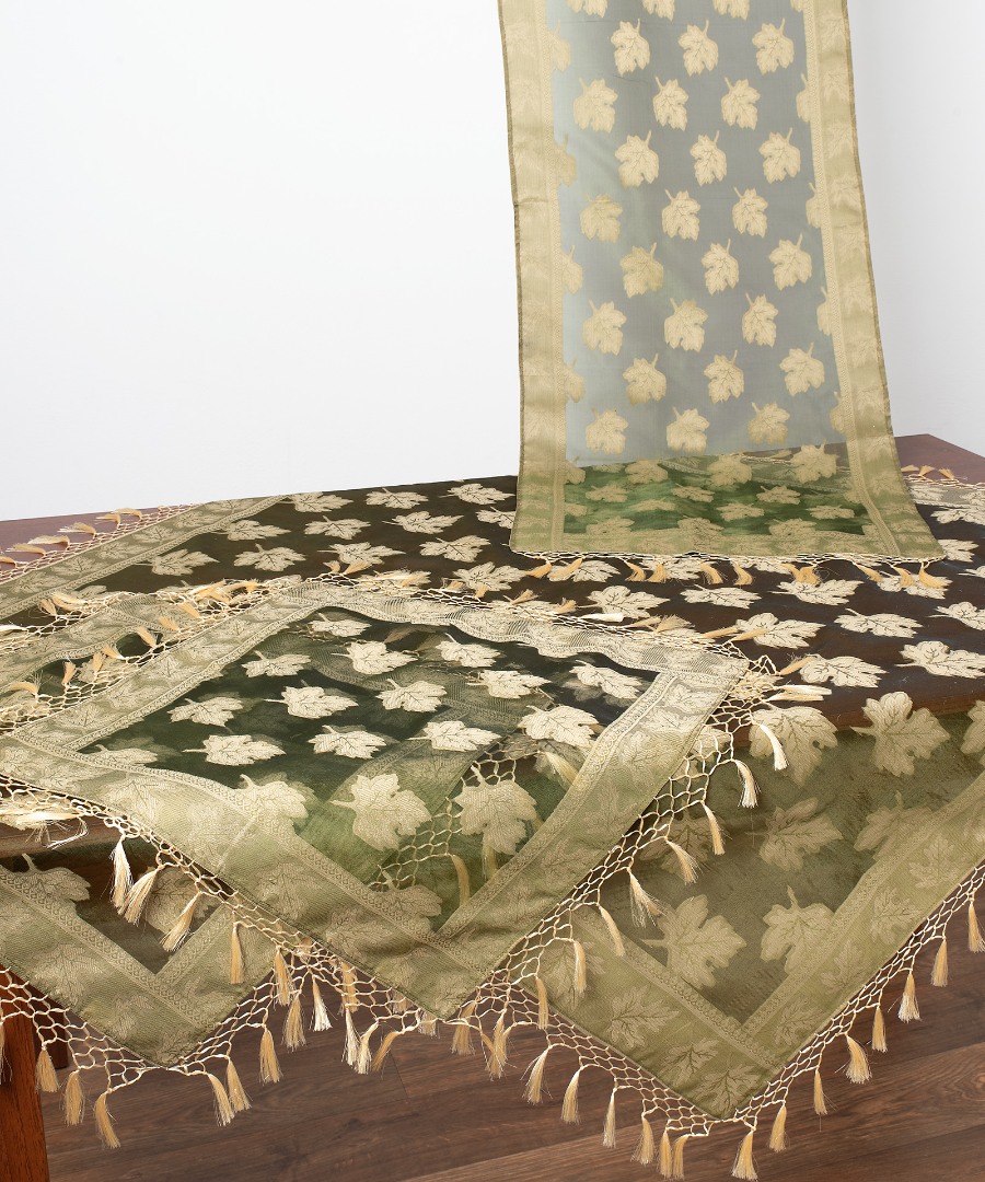 akb301prasino Σετ 4 τεμαχίων (110cm x 110cm, 50cm x 140cm,2x50cm x 50cm) AKB-301 Πράσινο SilkFashion - Image 1