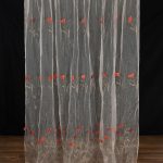 Κουρτίνα ανάγλυφο κόκκινο λουλούδι (280cm x 300cm) με τρέσα SilkFashion