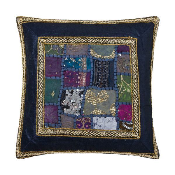 Μαξιλαροθήκη antic με φάσα (45cm x 45cm) μπλέ σκούρο SilkFashion