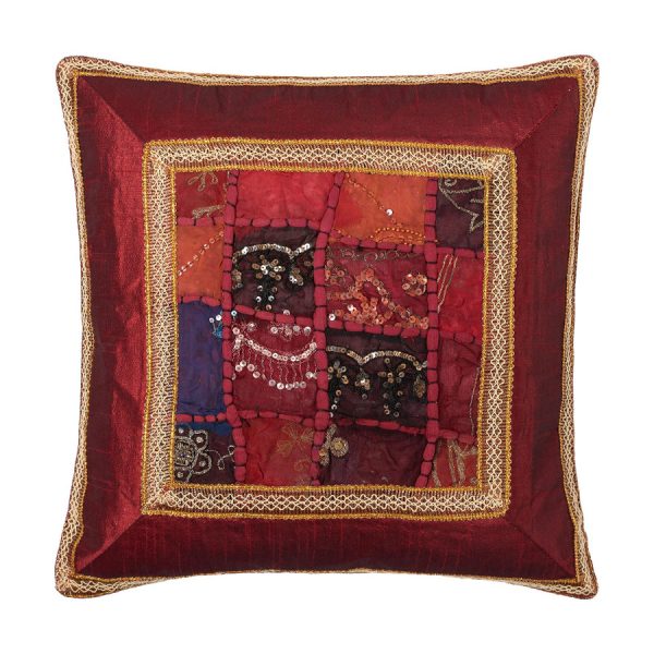 Μαξιλαροθήκη antic με φάσα (45cm x 45cm) μπορντώ SilkFashion