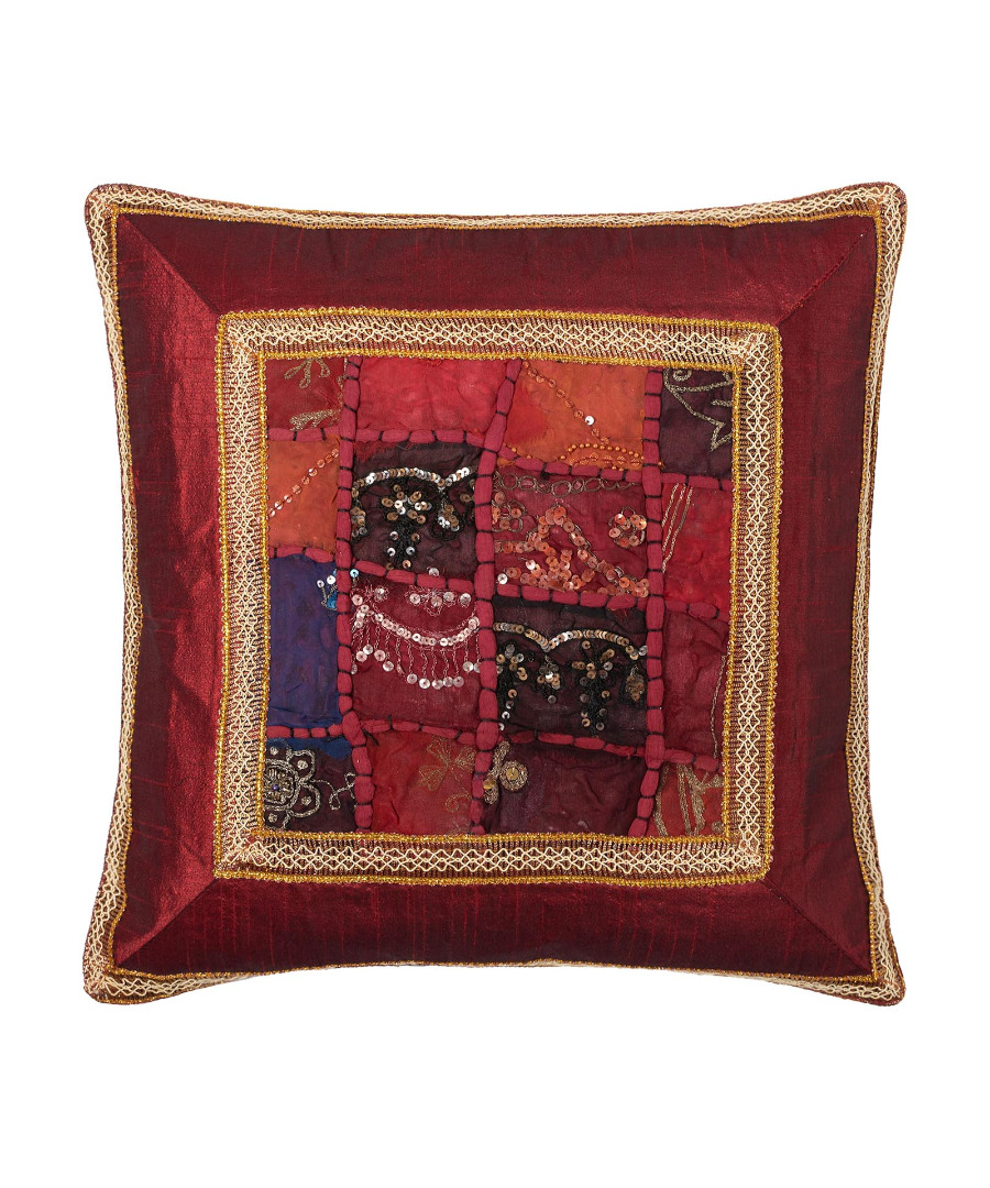 anticfasabornto Μαξιλαροθήκη antic με φάσα (45cm x 45cm) μπορντώ SilkFashion - Image 1