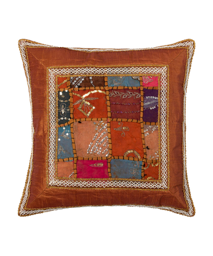 anticfasakafe Μαξιλαροθήκη antic με φάσα (45cm x 45cm) καφέ SilkFashion - Image 1