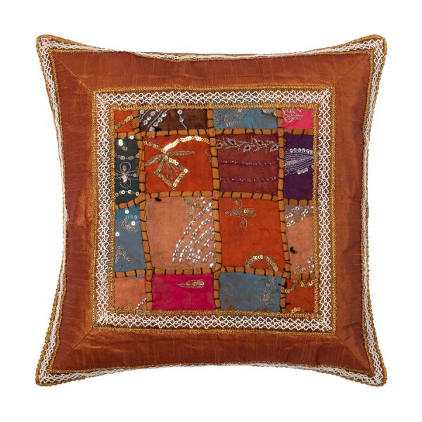 Μαξιλαροθήκη antic με φάσα (65cm x 65cm) καφέ SilkFashion