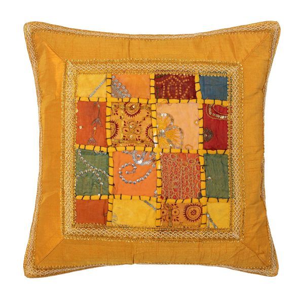 Μαξιλαροθήκη antic με φάσα (45cm x 45cm) κίτρινο σκούρο SilkFashion
