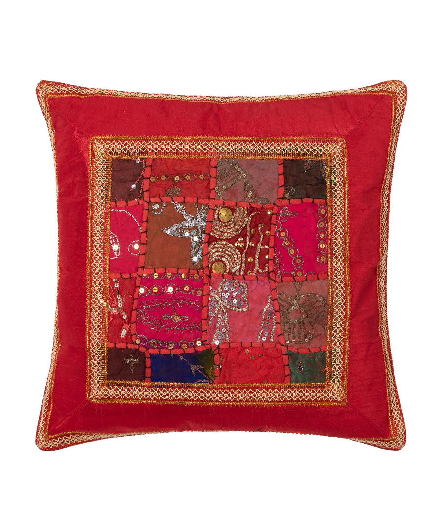 anticfasakokkino Μαξιλαροθήκη antic με φάσα (45cm x 45cm) κόκκινο SilkFashion - Image 1