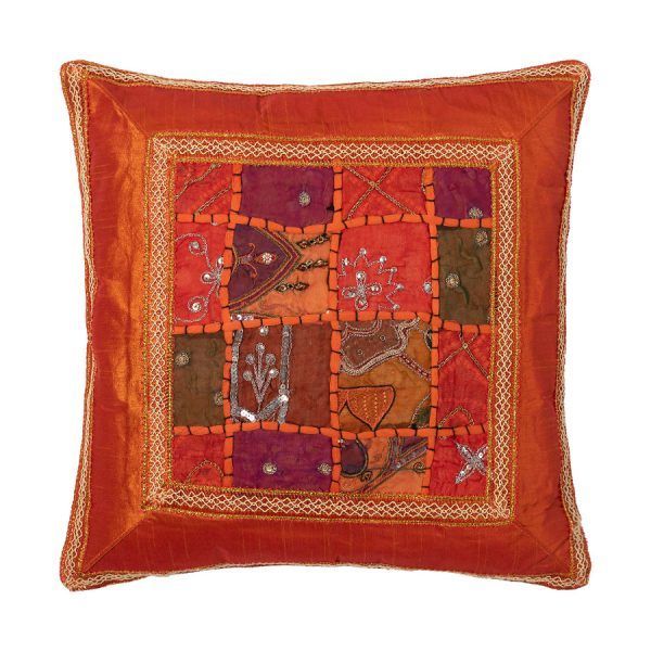 Μαξιλαροθήκη antic με φάσα (65cm x 65cm) πορτοκαλί SilkFashion