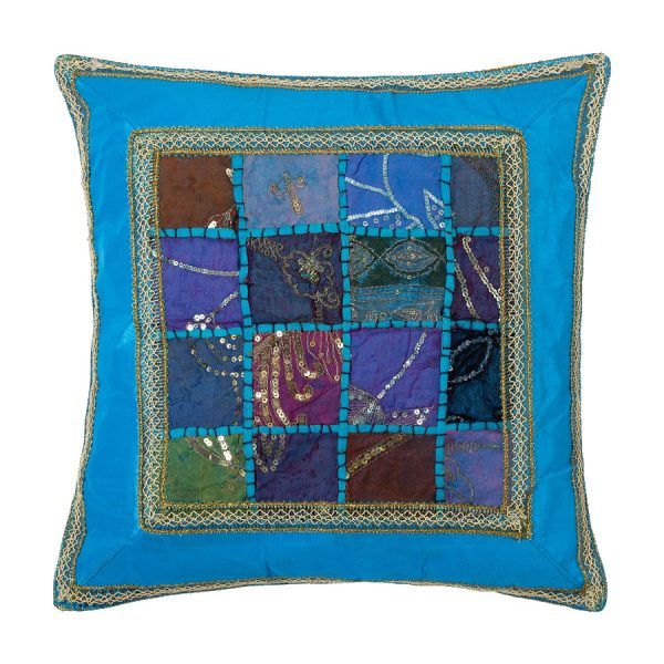 Μαξιλαροθήκη antic με φάσα (45cm x 45cm) σιέλ SilkFashion