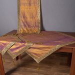 Σετ 4 τεμαχίων (100cm x 100cm, 50cm x 150cm, 2x50cm x 50cm) Αθηνά Χρυσό Μελανζέ SilkFashion