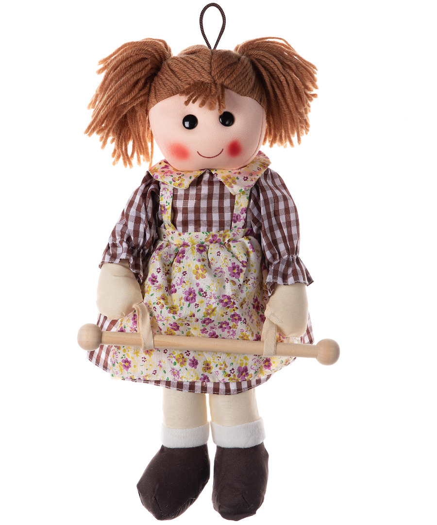 bambolakafe Κούκλα Bambola κρεμαστράκι (35cm x 15cm) καφέ SilkFashion - Image 1