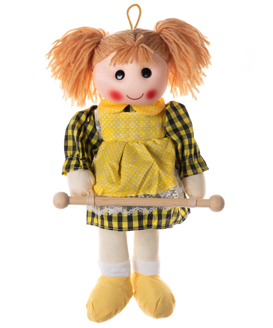 bambolakitrinh Κούκλα Bambola κρεμαστράκι (35cm x 15cm) κίτρινη SilkFashion - Image 1