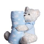 ΒΕΒΕ FLANNEL ΚΟΥΒΕΡΤΑΚΙ (80cm x 120cm) αρκουδάκι μπουκλέ σιέλ SilkFashion