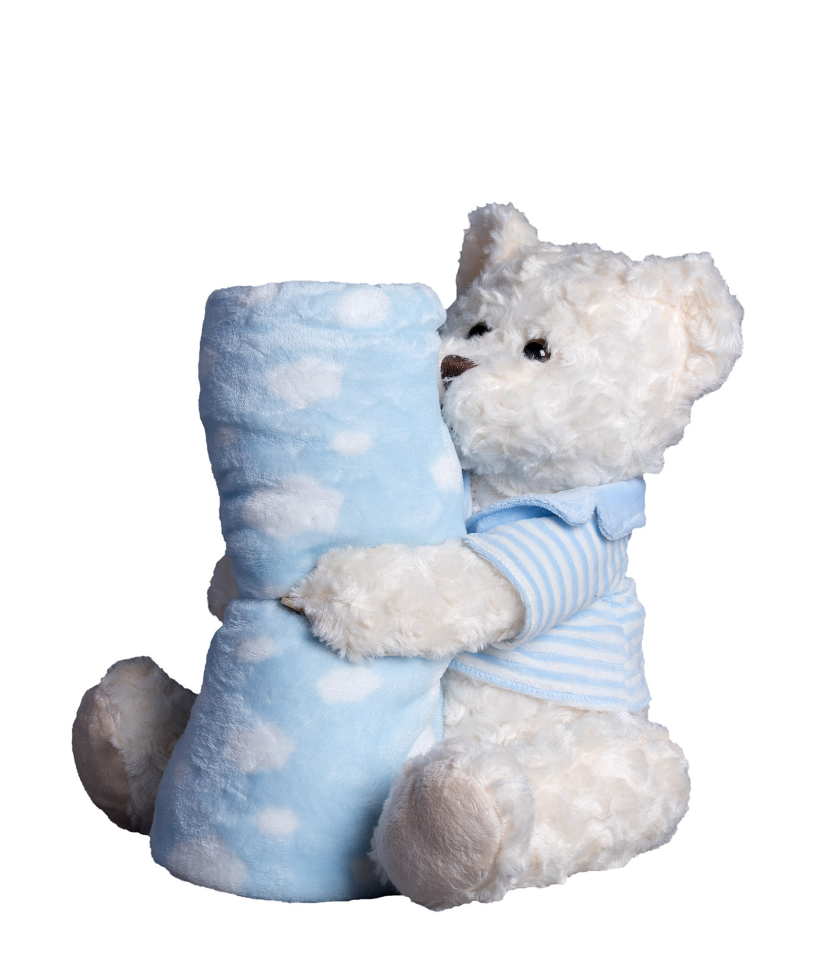bear1blue ΒΕΒΕ FLANNEL ΚΟΥΒΕΡΤΑΚΙ (80cm x 120cm) αρκουδάκι μπουκλέ σιέλ SilkFashion - Image 1
