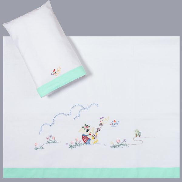 bebe σεντόνι (85cm x 135cm + 26cm x 40cm) πράσινο SilkFashion