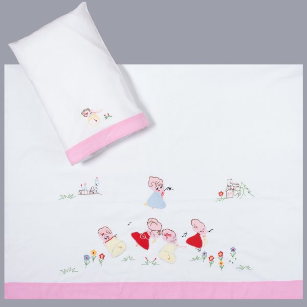 bebe σεντόνι (85cm x 135cm + 26cm x 40cm) ροζ SilkFashion