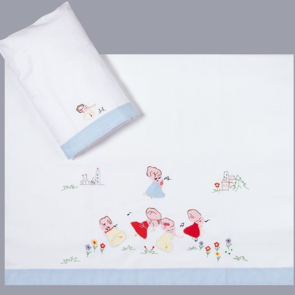 bebe σεντόνι (85cm x 135cm + 26cm x 40cm) σιέλ SilkFashion