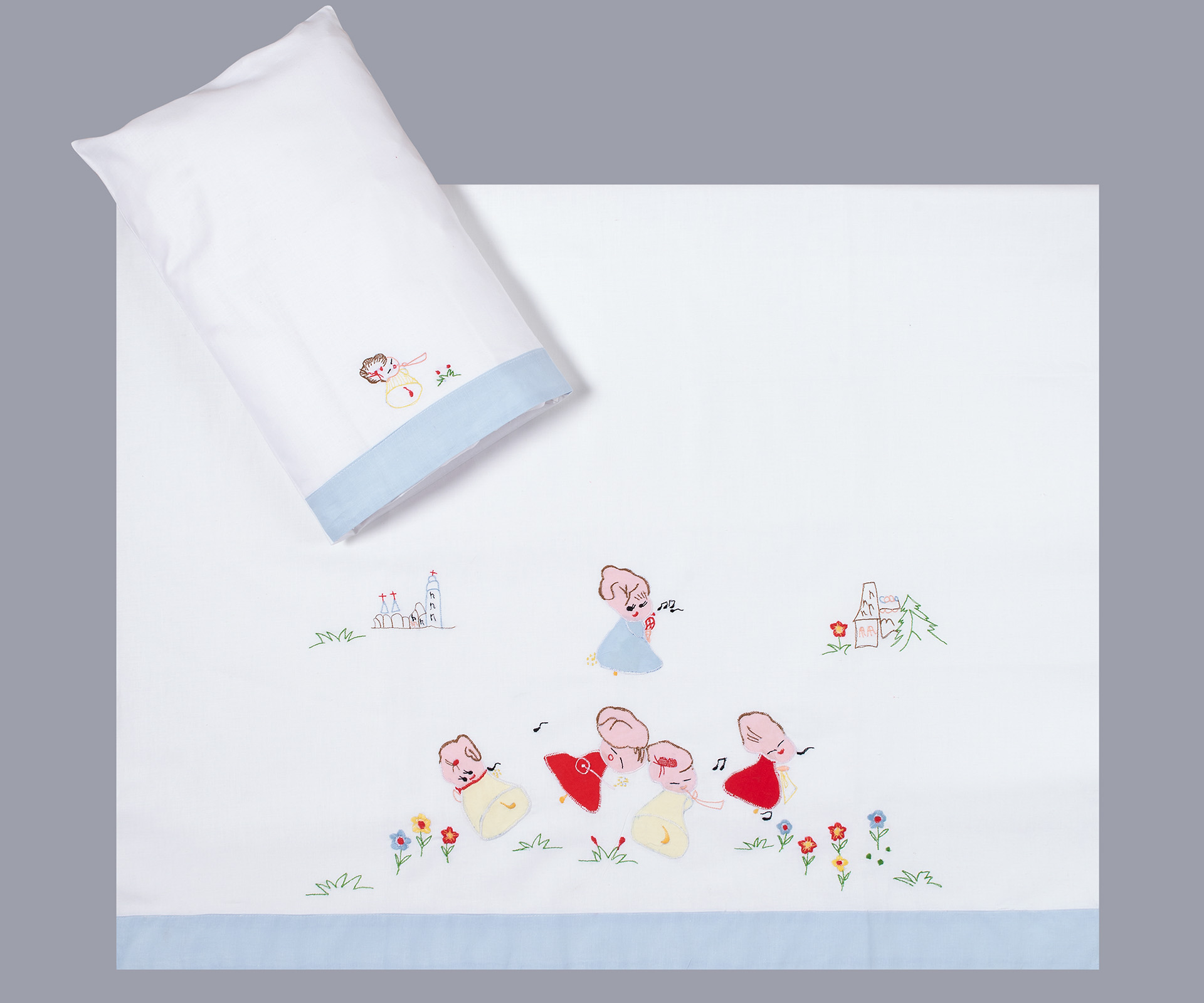 bebesentonisiel bebe σεντόνι (85cm x 135cm + 26cm x 40cm) σιέλ SilkFashion - Image 1