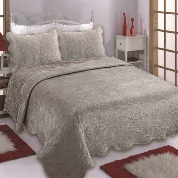 Κουβέρτα βελούδο με sherpa NX2211 (220cm x 240cm + 2x50cm x 70cm) beige SilkFashion