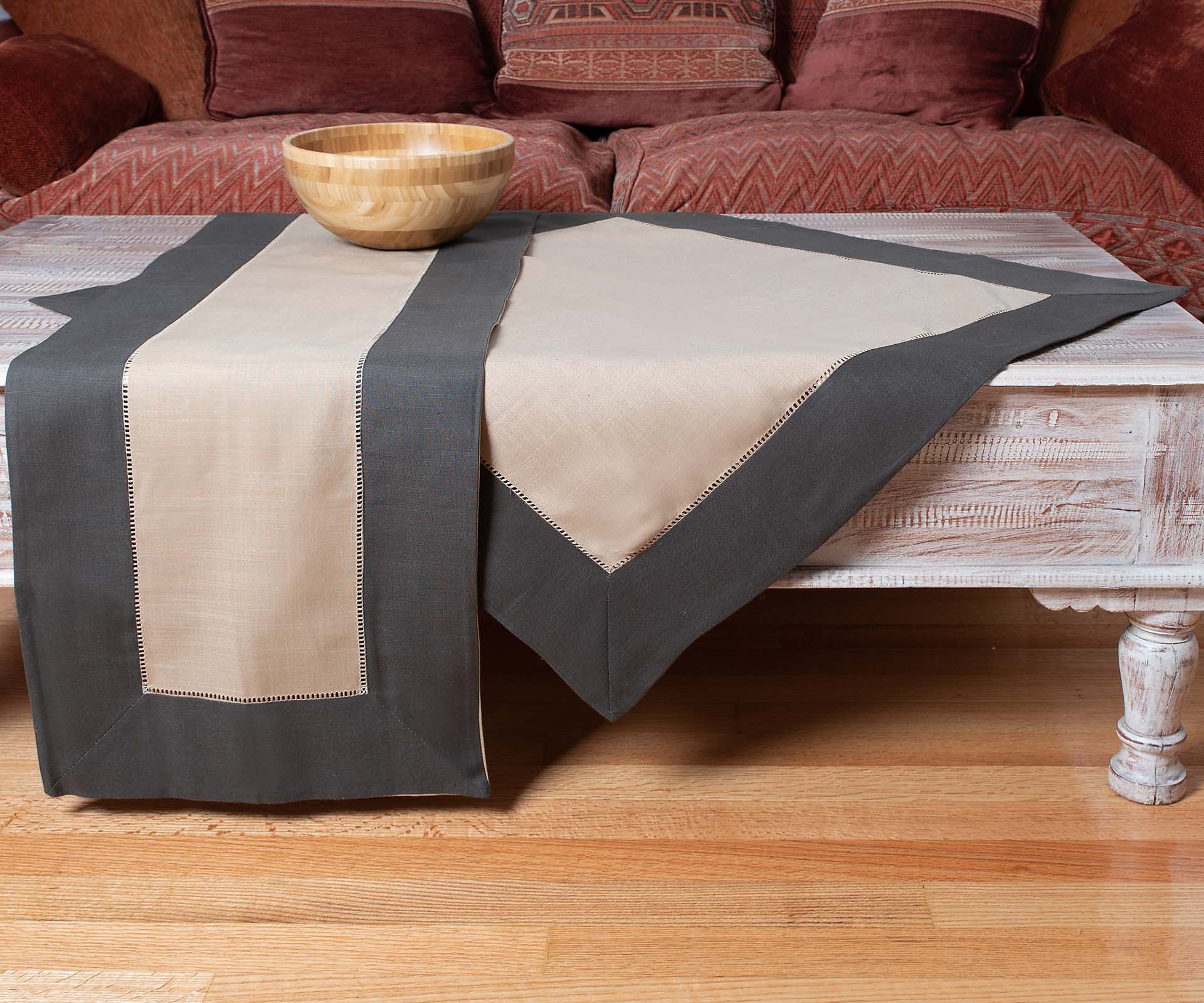 bg17km-7 ροτόντα (180cm rd) bg17 καφέ/μπέζ SilkFashion - Image 1