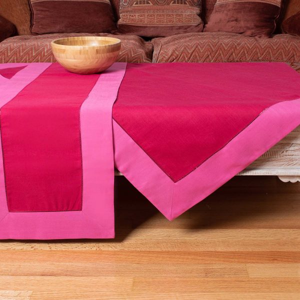 τραπεζοκαρέ (140cm x 140cm)  bg17 ανοιχτό μωβ/φούξια SilkFashion