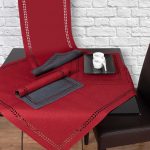 καρέ (90cm x 90cm) bg18 κόκκινο/ανθρακί SilkFashion