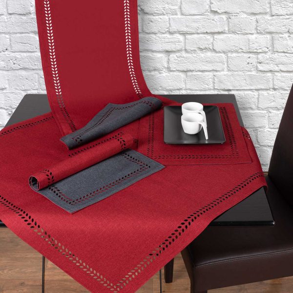 τραβέρσα (45cm x 170cm)  bg18 κόκκινη/ανθρακί SilkFashion