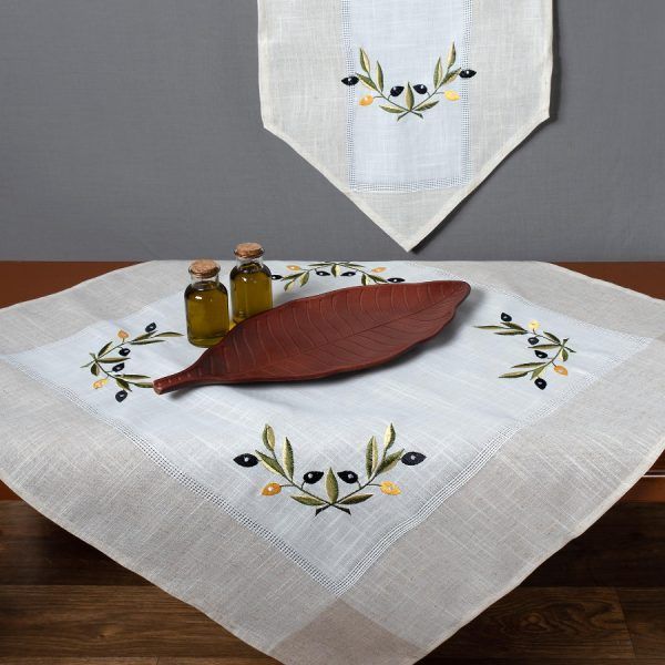 Καρέ bg23a (85cm x 85cm) ivory κίτρινη ελιά SilkFashion