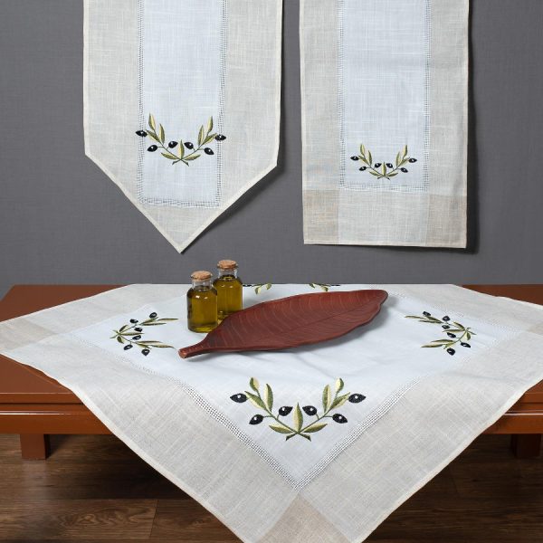 Τραβέρσα bg23a (45cm x 250cm) ivory με μαύρη ελιά SilkFashion