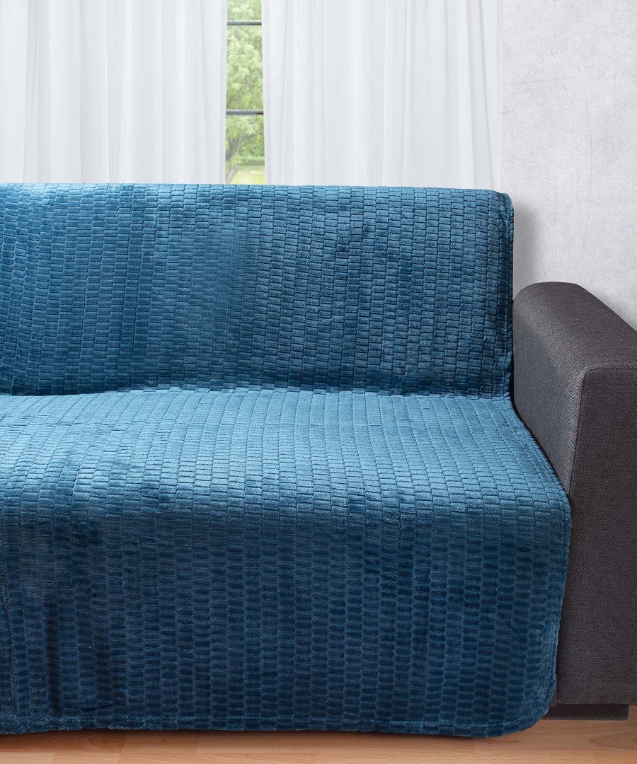 ble35 Διακοσμητικό fleece ριχτάρι 35 (150cm x 200cm) Μπλέ SilkFashion - Image 1