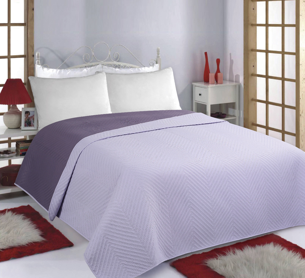 boneslila ΚΟΥΒΕΡΛΙ σετ (240cm x 260cm) BONES lila/purple SilkFashion - Image 1