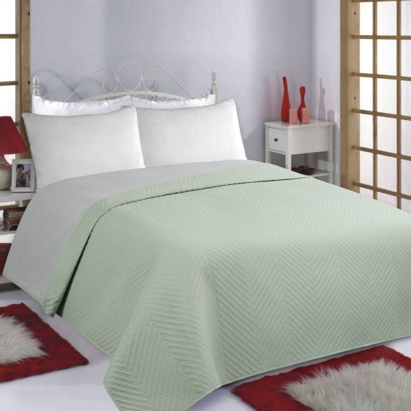 ΚΟΥΒΕΡΛΙ σετ (240cm x 260cm) BONES mint/grey SilkFashion