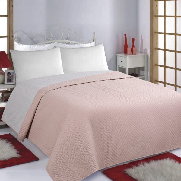 ΚΟΥΒΕΡΛΙ σετ (240cm x 260cm) BONES pink/grey SilkFashion