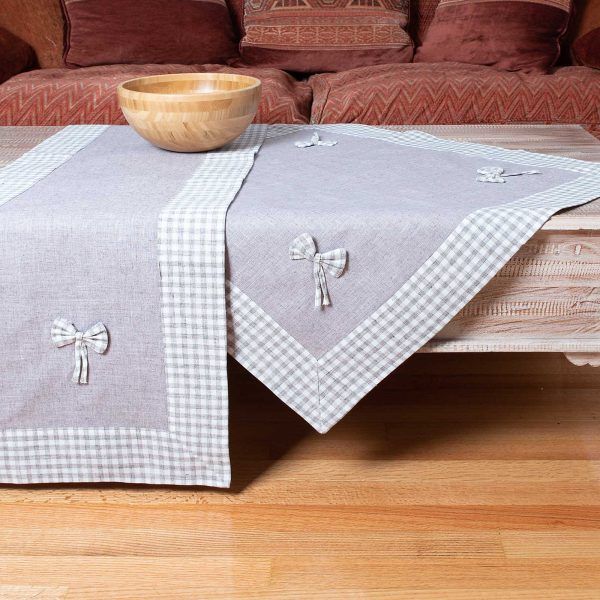 καρέ (90cm x 90cm) bow γκρι SilkFashion