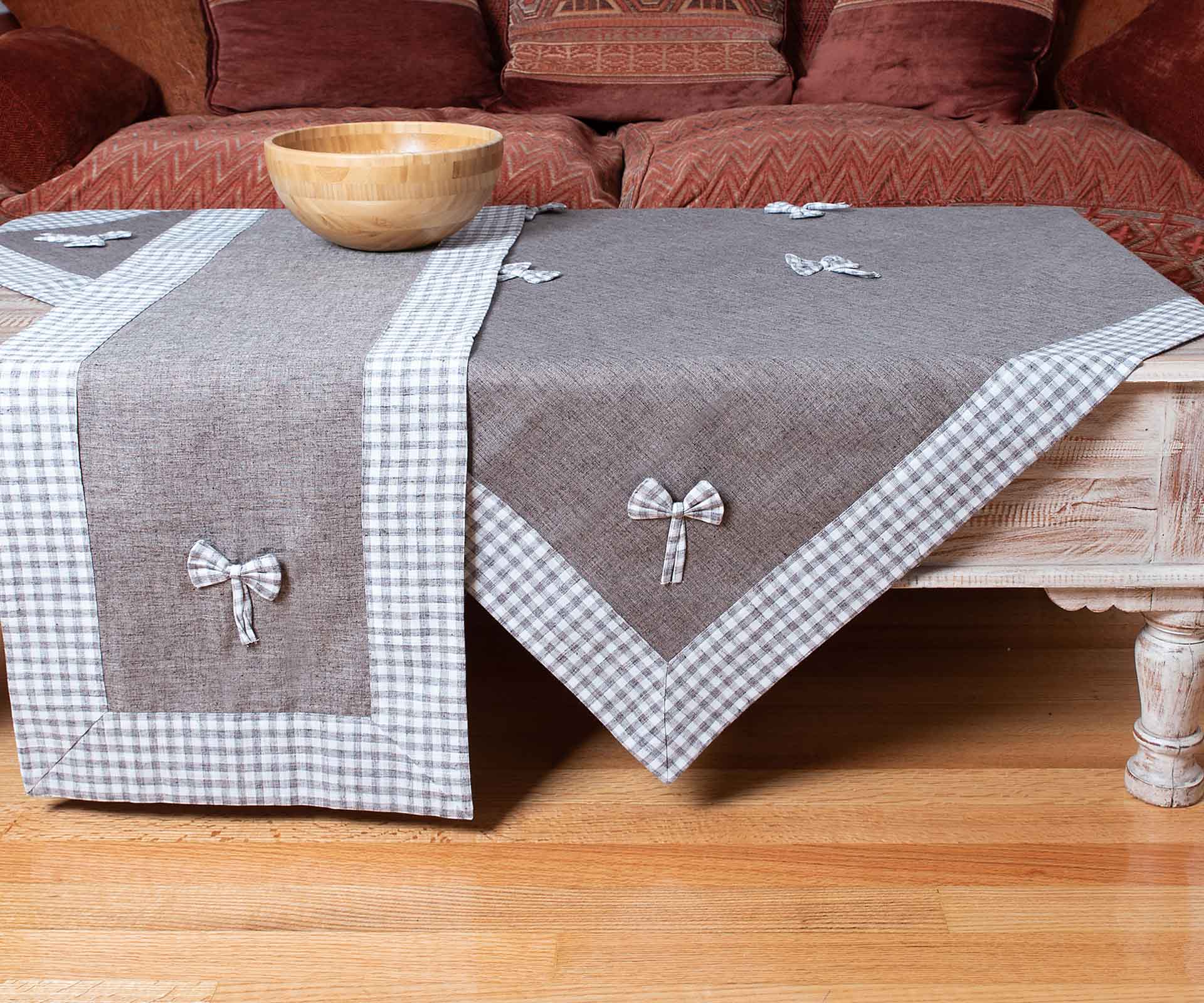 bowkafe1 τραβέρσα (45cm x 170cm) bow καφέ SilkFashion - Image 1