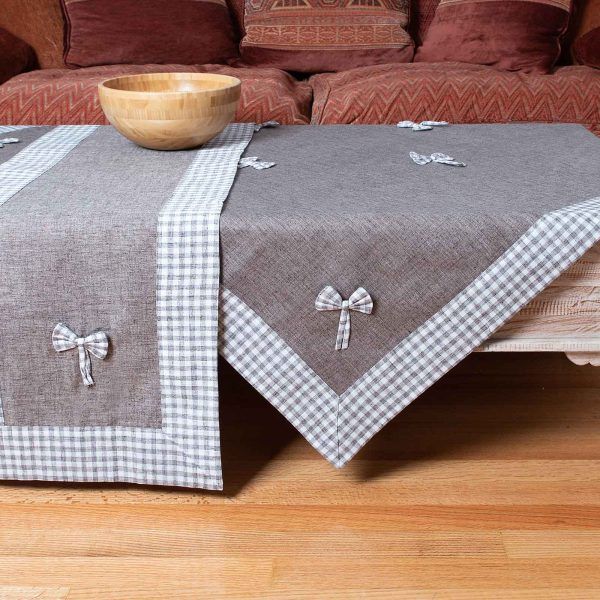 τραπεζομάντηλα (140cm x 180cm) bow καφέ SilkFashion