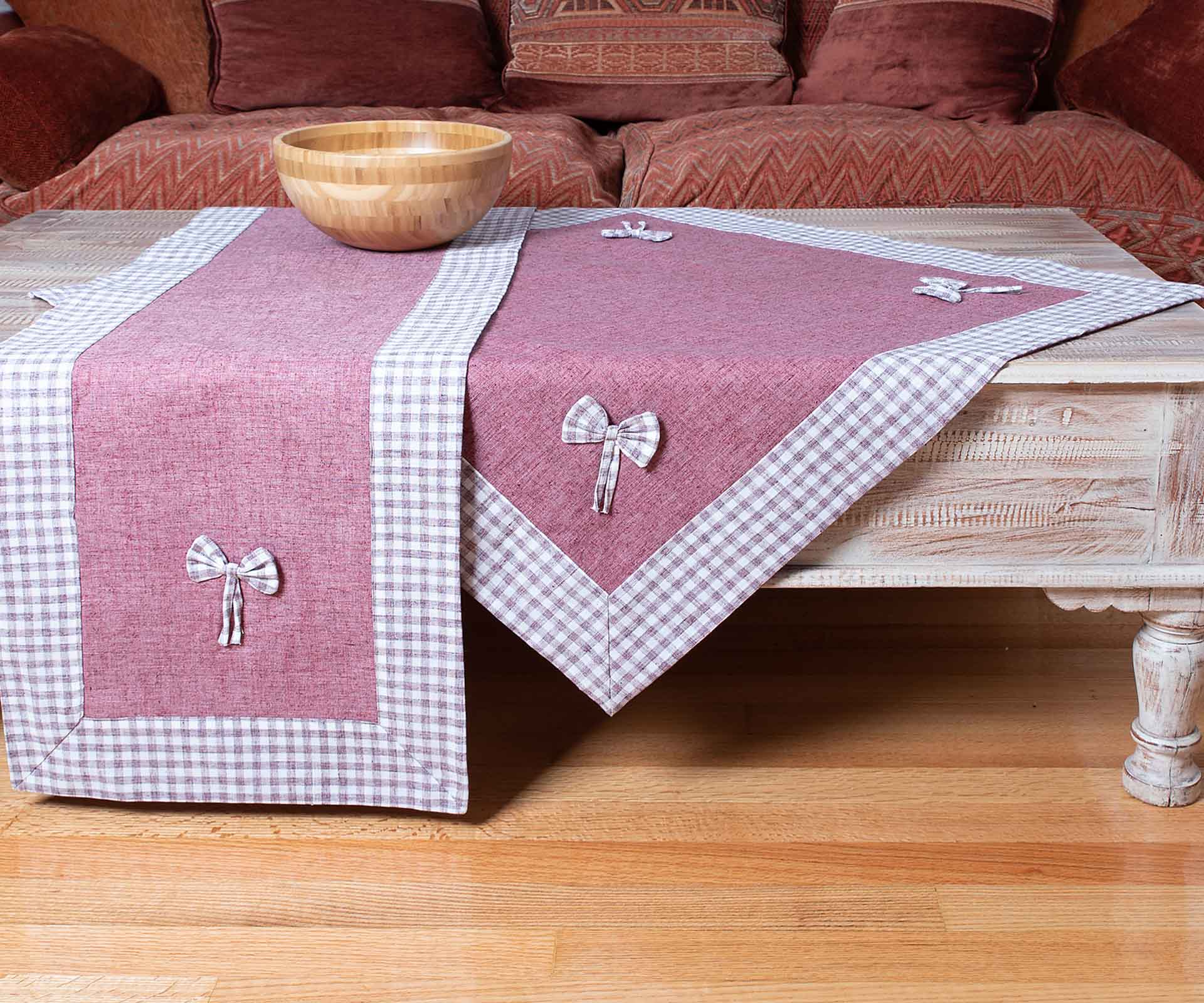 bowmov3 τραπεζομάντηλα (140cm x 180cm) bow μωβ SilkFashion - Image 1