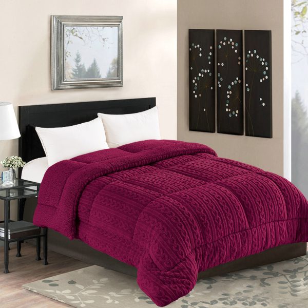 Κουβερτοπάπλωμα braid (220cm x 240cm) μπορντώ SilkFashion