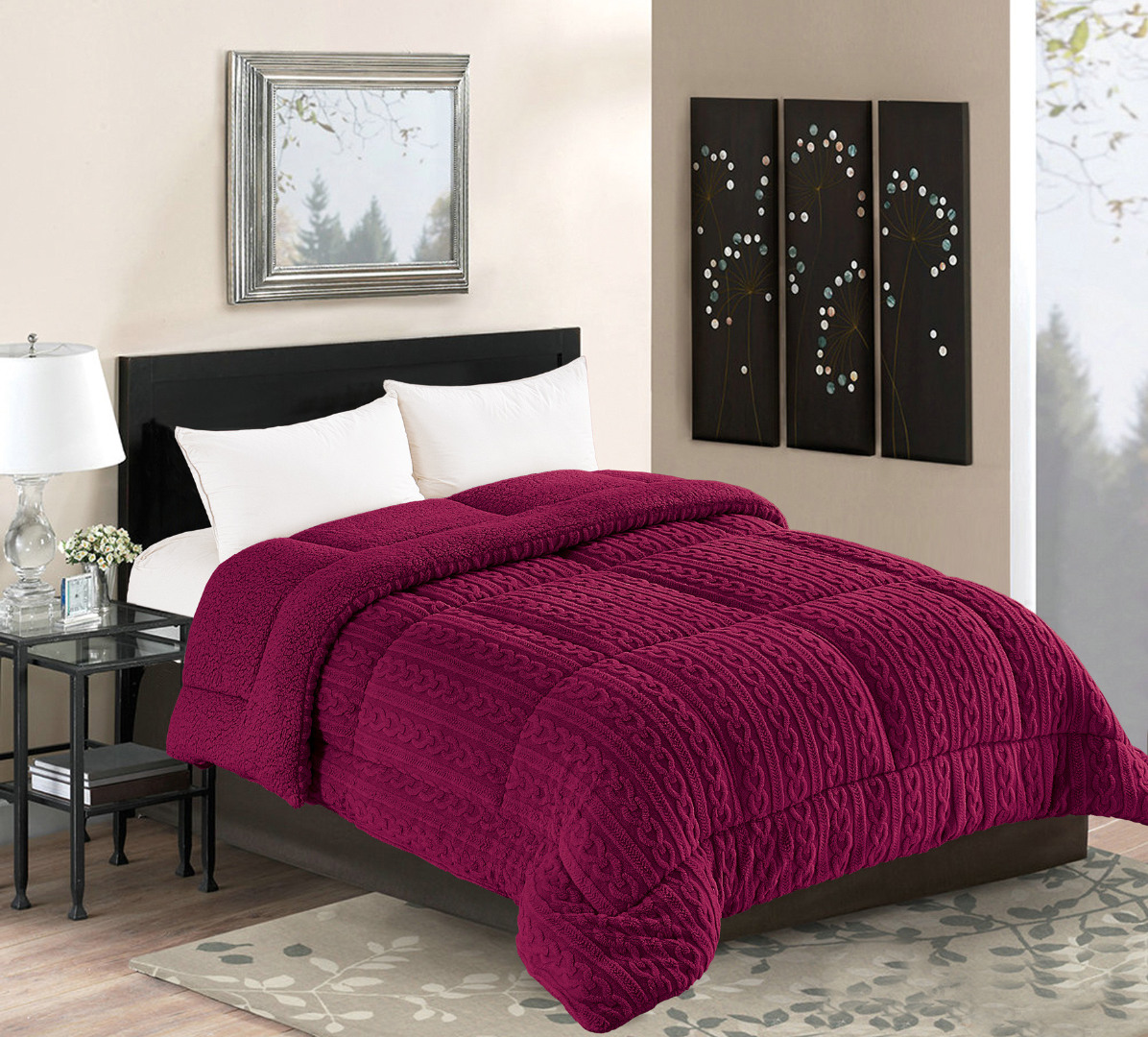 braidburgundy1-1 Κουβερτοπάπλωμα braid (220cm x 240cm) μπορντώ SilkFashion - Image 1