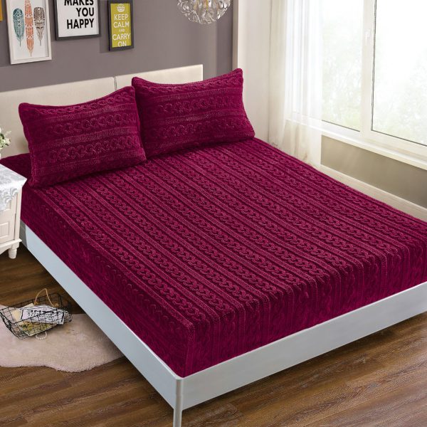 Σεντόνι fleece braid (100cm x 200cm ) μπορντώ SilkFashion