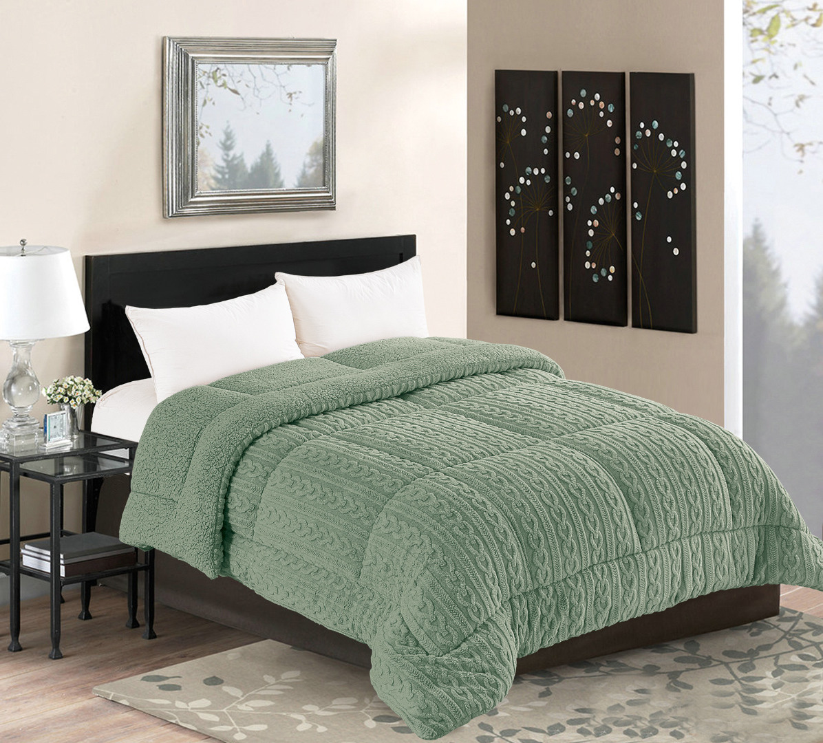 braidgreen1-1 Κουβερτοπάπλωμα braid (220cm x 240cm) πράσινο SilkFashion - Image 1