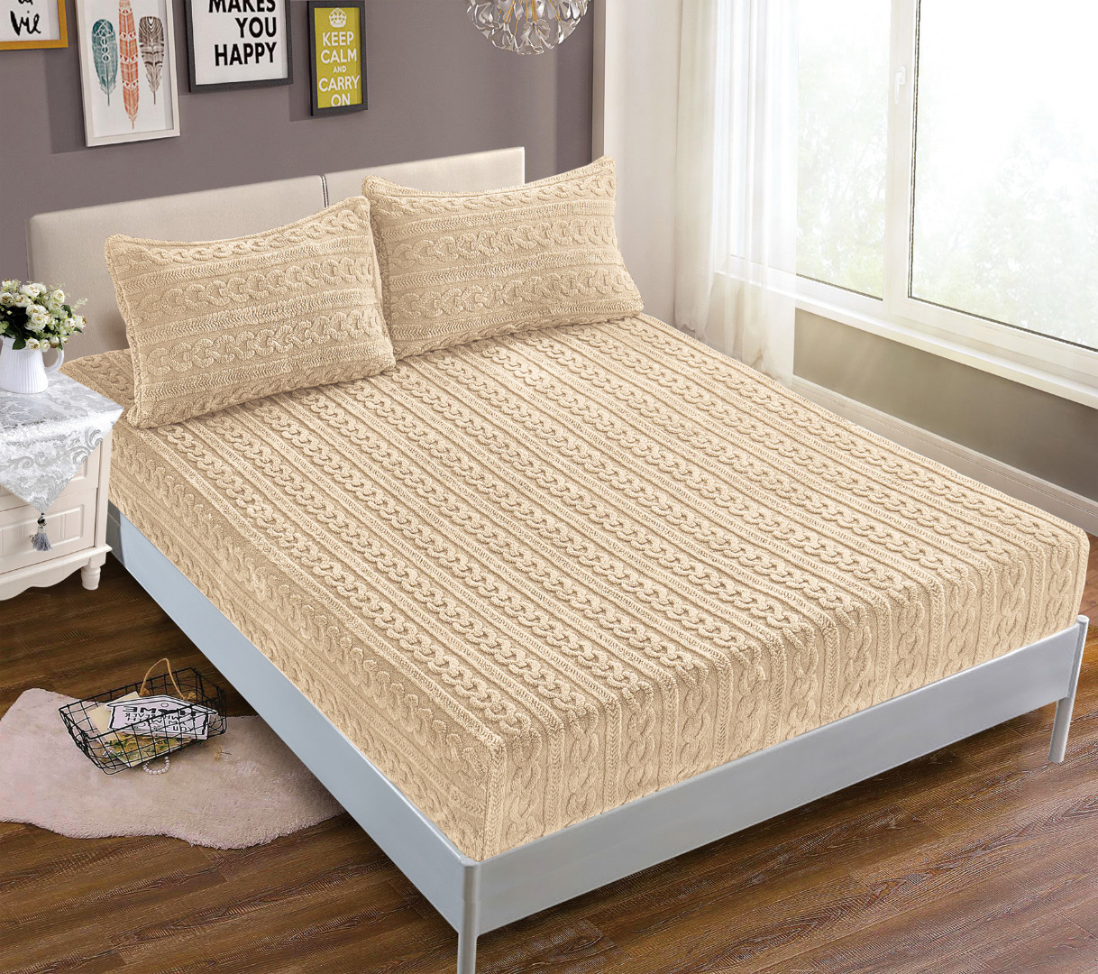 braidivory2-1 Σεντόνι fleece braid (160cm x 200cm ) ivory SilkFashion - Image 1