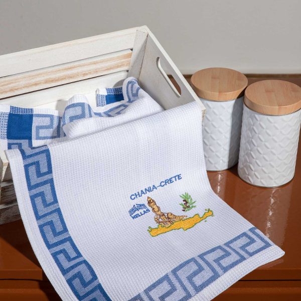 Σετ 12 τεμαχίων ποτηρόπανα (40cm x 60cm) Χανιά SilkFashion