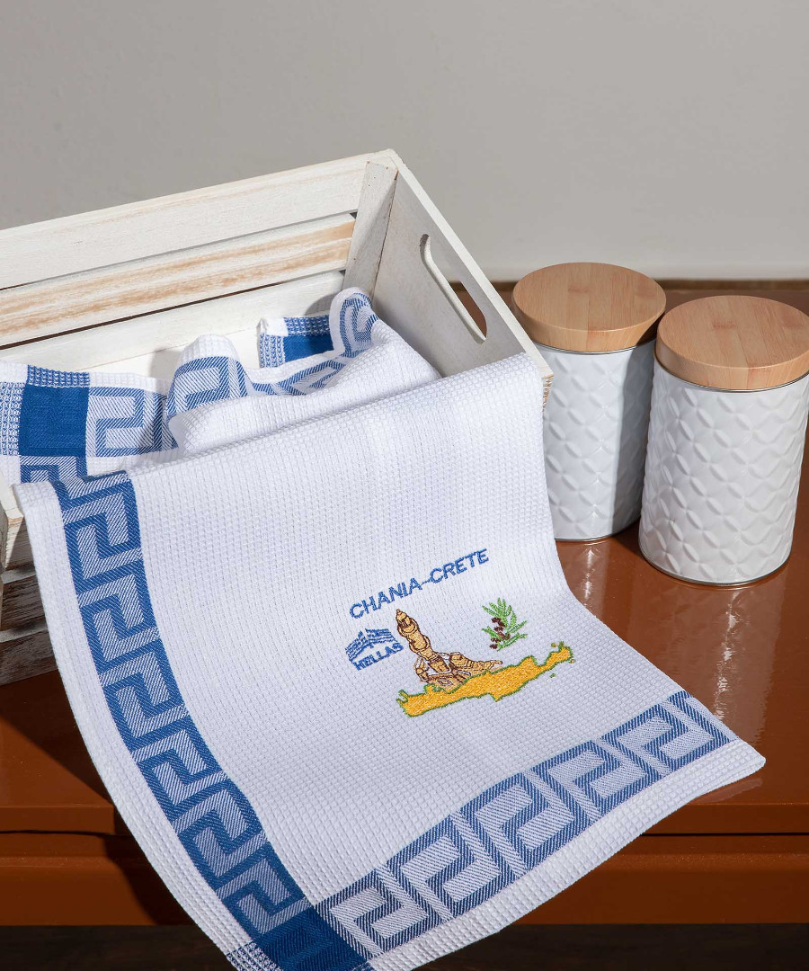 chania-crete Σετ 12 τεμαχίων ποτηρόπανα (40cm x 60cm) Χανιά SilkFashion - Image 1